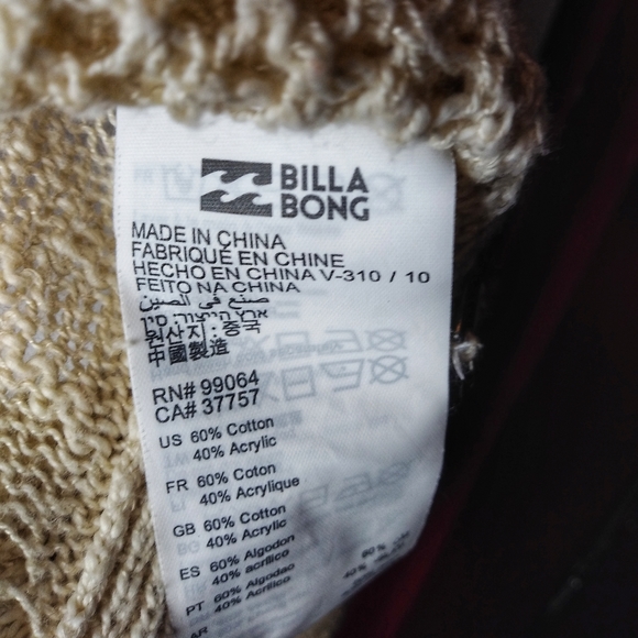Billabong side lace up hoodie beach wear - Picture 6 of 6